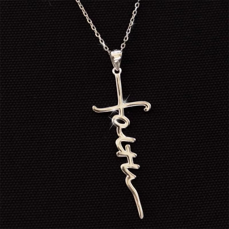 Stainless Steel Custom Cross Name Necklace Chain Letter Choker Necklace for Women Fashion Jewelry Gift